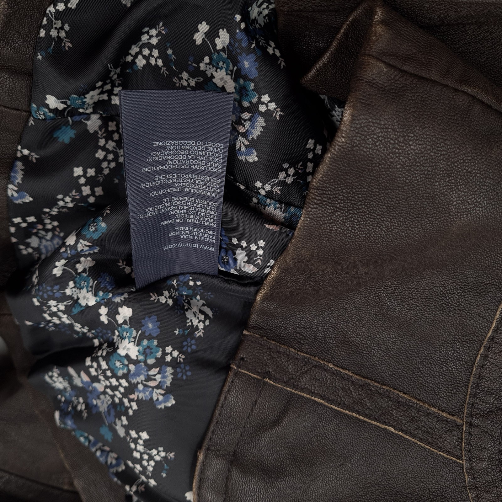 Tommy Hilfiger Leather Jacket Brown Button Up Classic Premium Women Jh9 Size S thumbnail 5