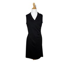 Express Faux Wrap V  Black Dress Sleeveless Knee Length Stretch Womens Size 7/8