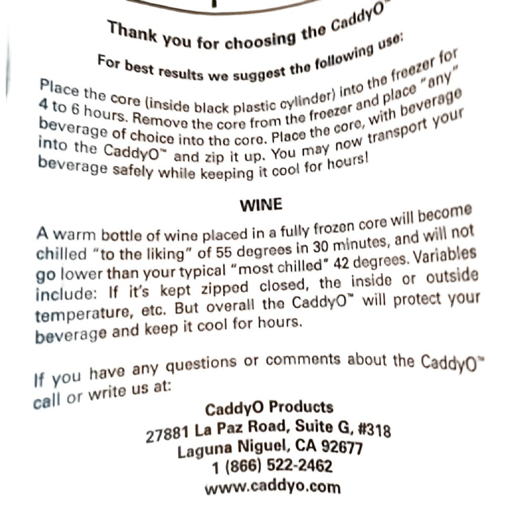 601. NWT CADDY-O WINE COOLER CARRY BAG