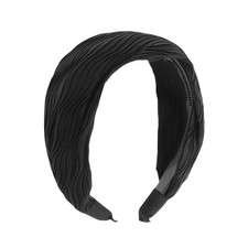 Pleat Wide Headbands for Women Black 1 Pc