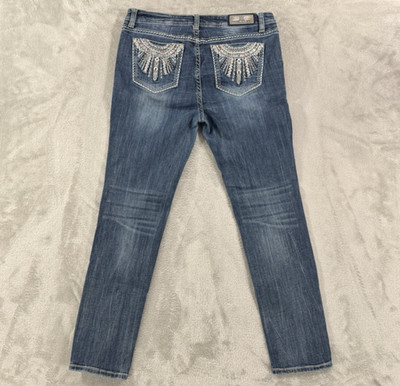 Grace In La Jeans Womens 34 Western Thick Stitch Pockets Cowgirl Bedazzled