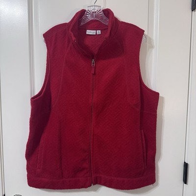 Kim Rogers Curvy Women's Red Fleece vest, Full-Zip Closure and Mock Neck, 1X