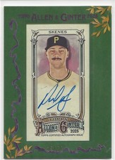 PAUL SKENES #/50 2025 TOPPS ALLEN & GINTER MINI FRAMED GREEN ON CARD AUTO SP