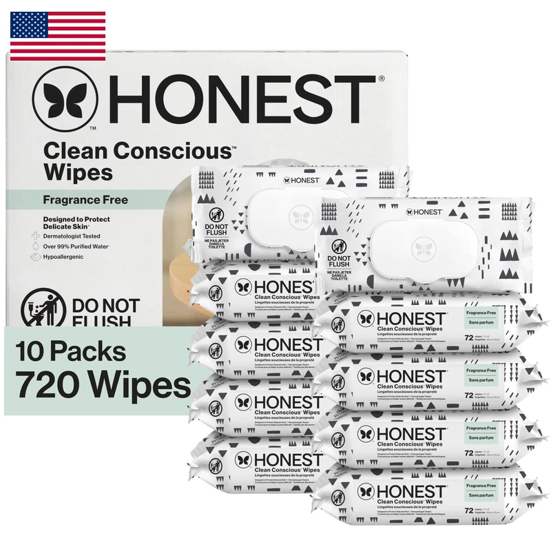 The Honest Company Clean Conscious Multi-Use Wipes Unscented Hypoallergenic