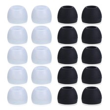 20PC Medium Silicone Earbud Tips Replacement Covers Black Clear