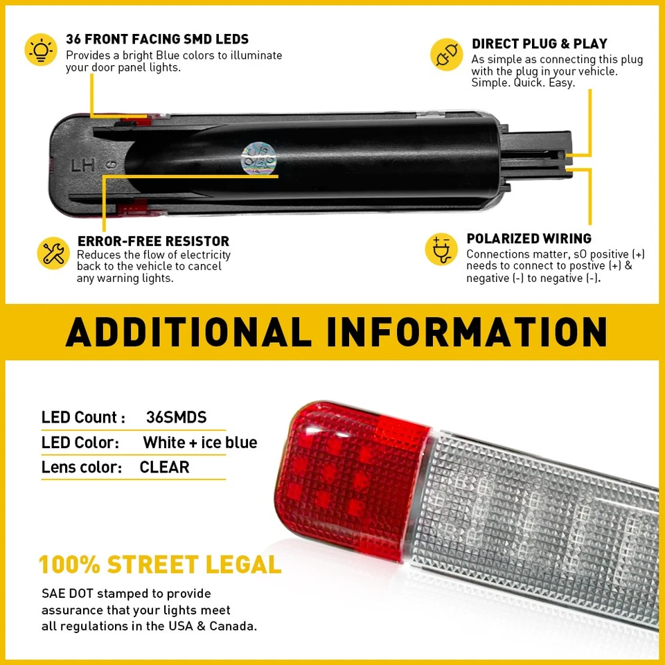 4x LED Panel Door Interior Courtesy Light Lamp For Cadillac Escalade 1999-2006 A - Image 2 of 4