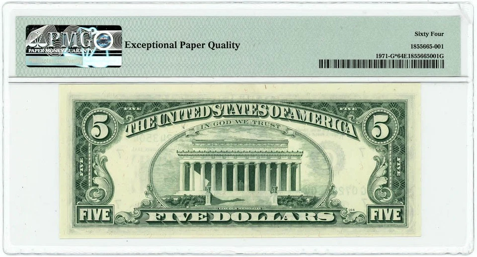 FR.1971-G* $5 1969B Federal Reserve Note Chicago Ch Unc64 EPQ PMG 950222-181 - Image 2 of 3