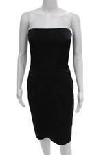 Vera Wang Women Sheath Dress Strapless Black Knee Length Size 2
