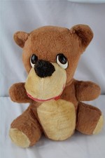 13"VINTAGE KNICKERBOCKER BROWN PLUSH TEDDY BEAR ANIMALS OF HARD EYES SHORT HAIR