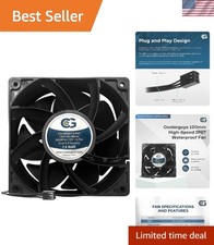 Durable 12V High-Speed Waterproof Fan with 157CFM Performance - 120x38mm