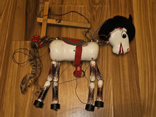 Vintage 1950s Pelham Adult Horse Red Saddle Puppet Marionette Wood Mid Century