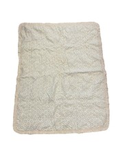 VTG Baby Crib Quilt Blanket Hand Made Embroidered Flower White And Blue