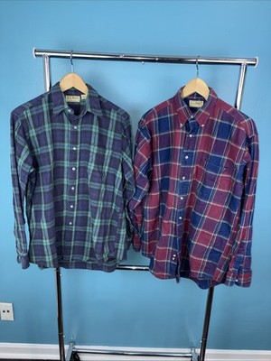 Vintage L.L. Bean Flannel Shirt Plaid Made in USA Men s Medium Lot Of 2 Gorpcore