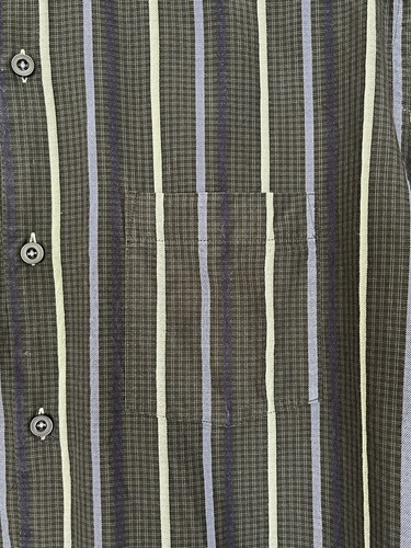 Camicia Tommy Bahama uomo marrone viola a righe 100% seta con bottoni manica lunga M - Foto 3 di 11