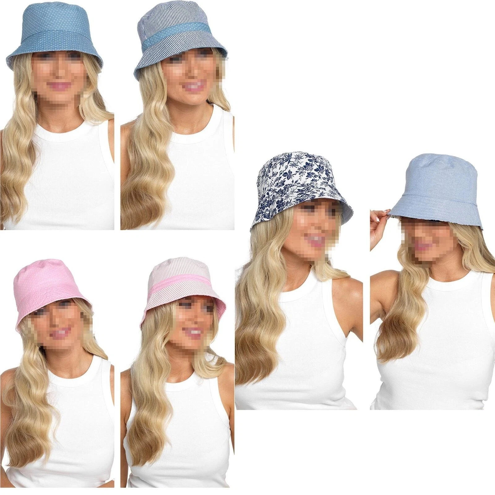 Womens Reversible Bucket Hat Summer Foldable Sun hat UV Protection For Camping