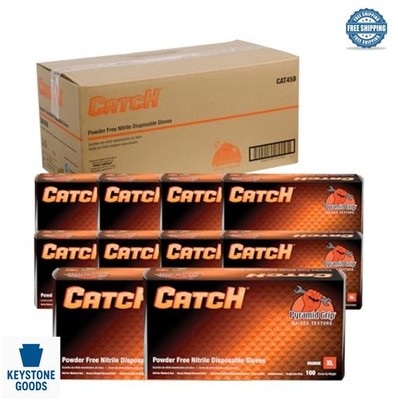 Nitrile Disposable Gloves 9 Mil Large Orange Raised Pyramid Grip Powder Free