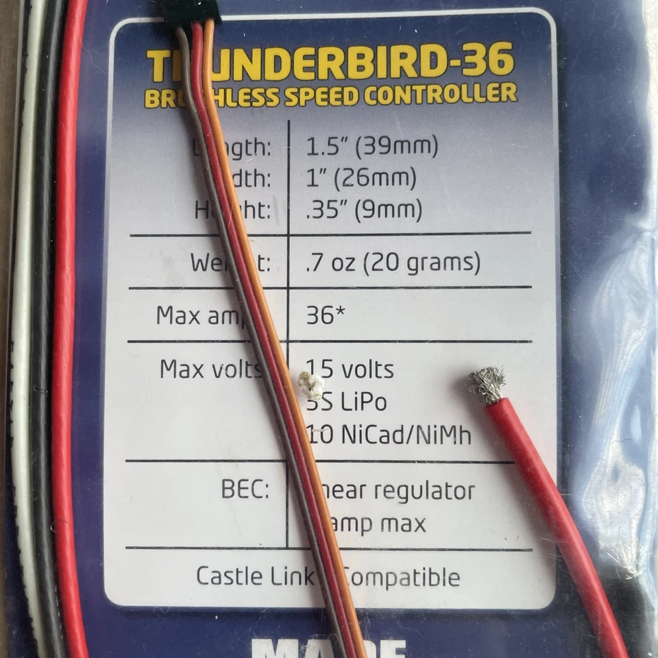 Castle Creations Thunderbird-36 Brushless Speed Controller 36 ESC with BEC - Image 3 of 4