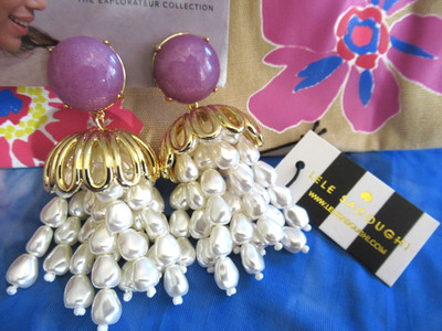 LELE SADOUGHI X TRINA TURK LAVENDER SKY PARAPLUIE STRUNG CHANDELIER EARRINGS NWT