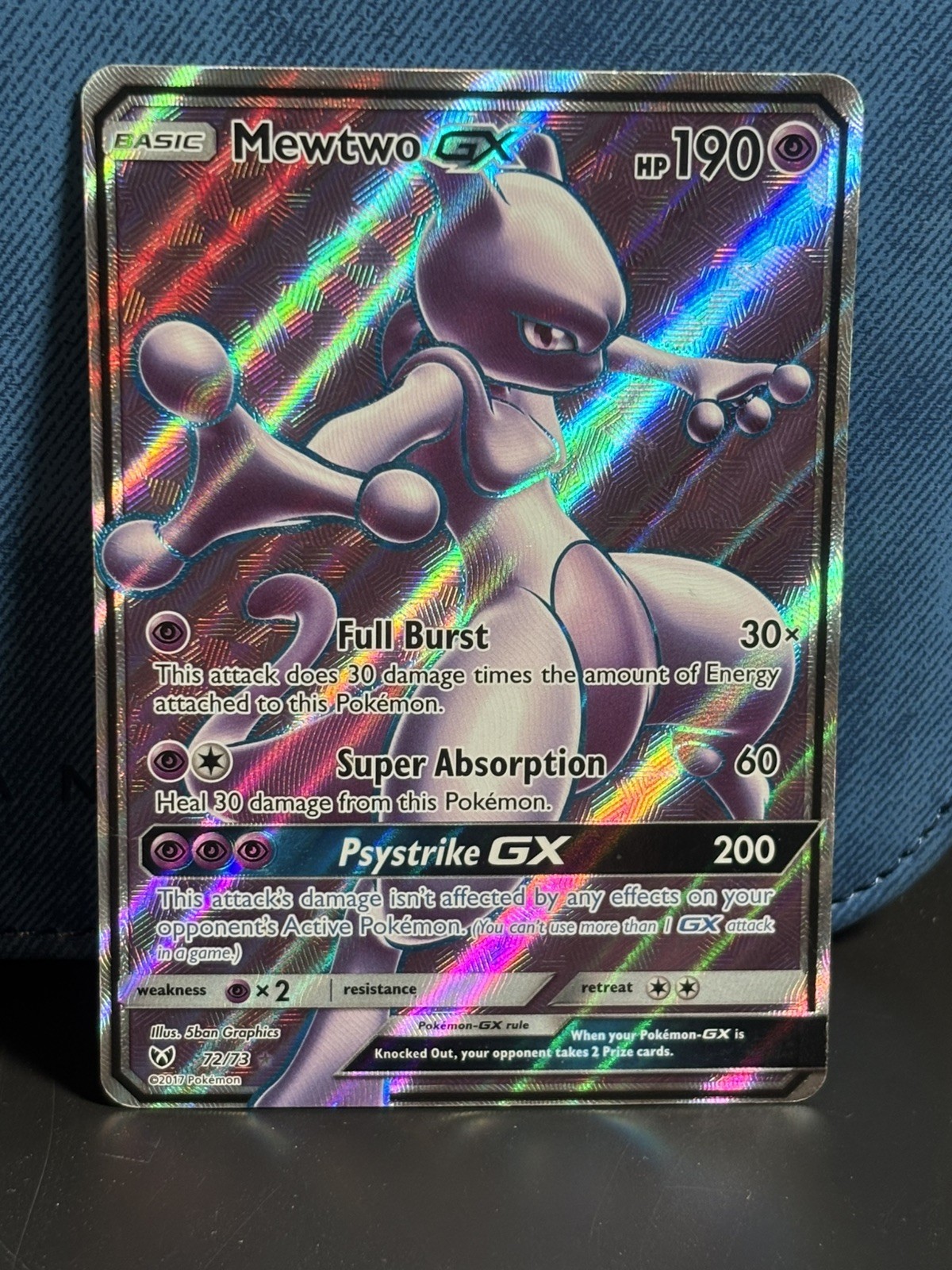Pokémon Mewtwo GX TCG Full Art Ultra Rare Holo Card 72/73 Shining Legends