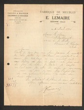 SISSONNE (02)  MENUISERIE ,MEUBLES en CHENE MASSIF Louis XVI "E. LEMAIRE" 1926
