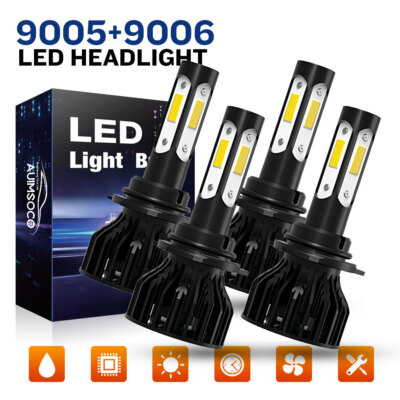 LED Headlight High Low Beam 4sides White For GMC Sierra 3500 2001 2002-2006 4Pcs