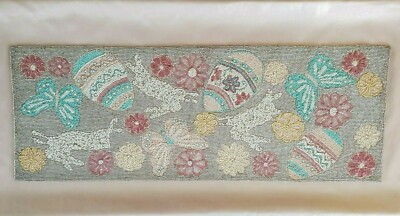 EASTER Beaded Floral Eggs Bunny Butterfly Table Runner CENTERPIECE Isaac Mizrahi