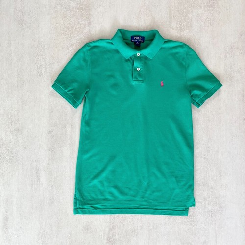 Polo Ralph Lauren Mujer Polo Talla M Verde Espuma de Mar Retro Algodón Rosa Logo