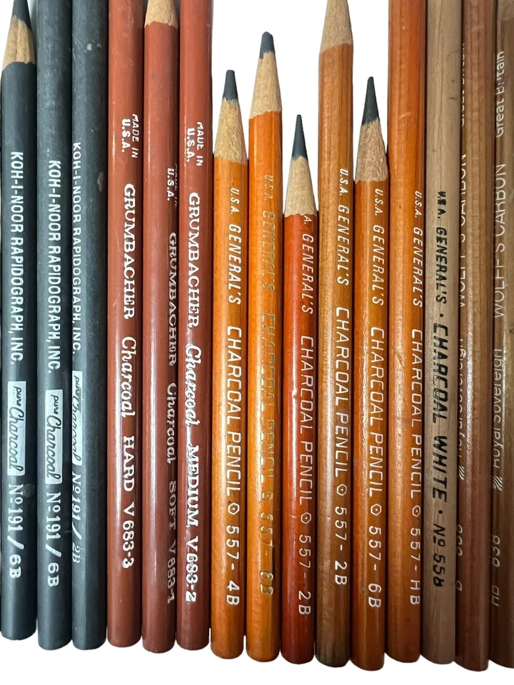 Lápis de desenho vintage carvão generais Grumbacher Royal Sovereign Koh-I-Noor - Imagem 3 de 4