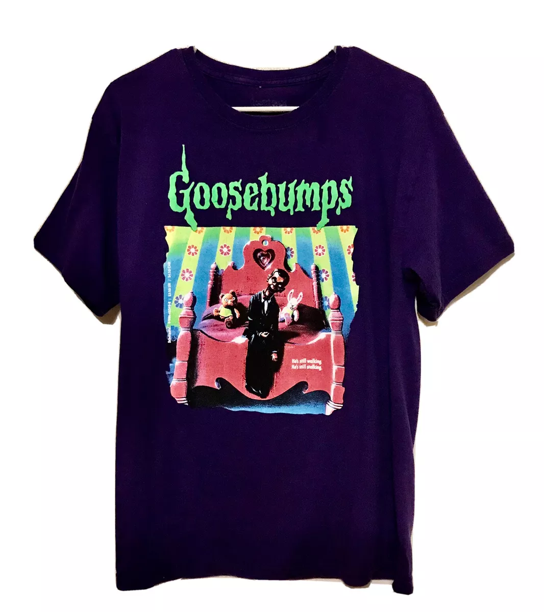 Goosebumps T Shirt Night Of The Living Dummy Graphic R.L. Stine Purple Sz M
