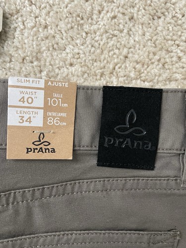NWT - PrAna Men's Ulterior Pant Slim Size 40x34 Color Mud NEW Organic Cotton - Picture 6 of 8