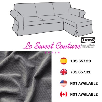 IKEA EKTORP Cover for 3-seat sofa w chaise longue, Hakebo dark