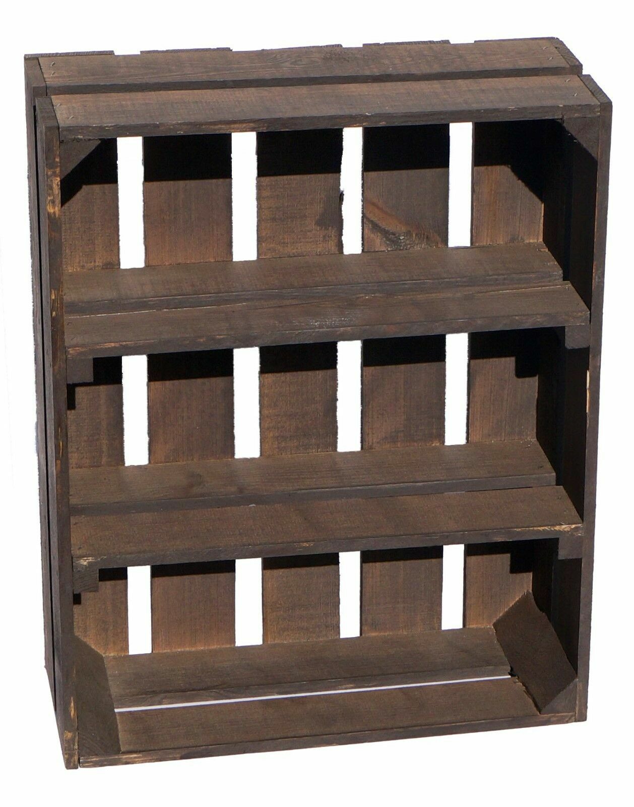 flache Holzkiste WILMA dunkel mit 2 x Mittelbrett Obstkisten Gewürzregal Ablage