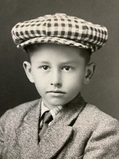 Reprint Darkroom Photo 1930  s Young Boy Wearing An  Ivy  Hat And Suit And Tie