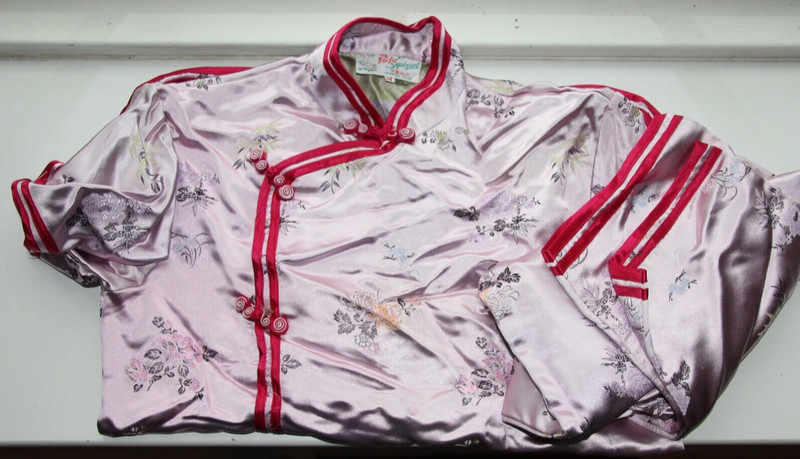 Authentic SOLZ SQUIRREL sz 6 Girls Top/Pants PINK SATIN Oriental Halloween SET