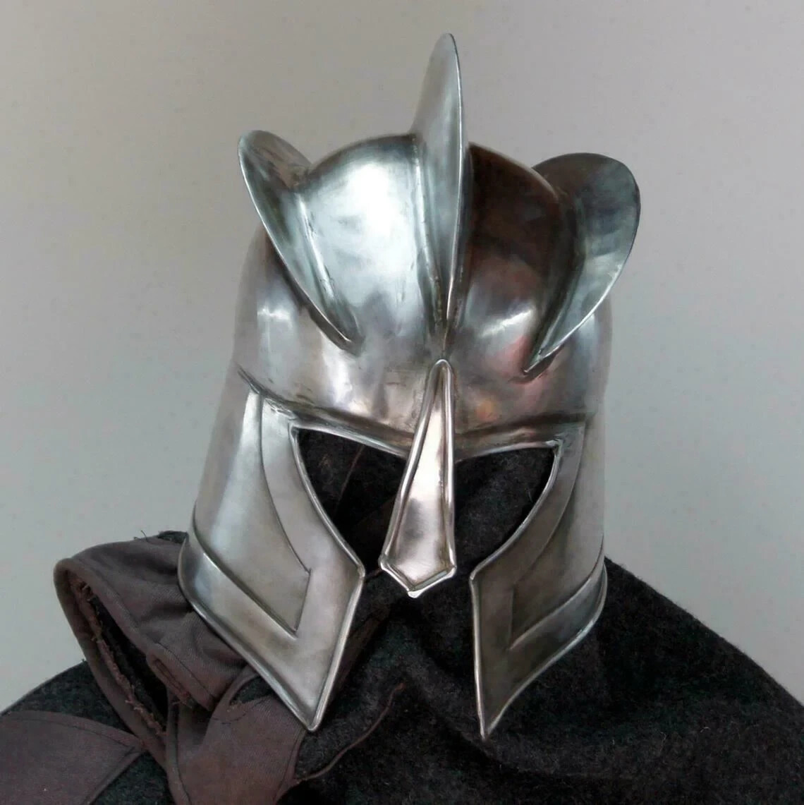 15th Century Medieval Knights Silver Steel Crusader Combat Armor Helmet-image