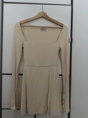 slim fit dress slacks Long Sleeve Embellished Cowl Neck Mini Dress in Black - 4 main image 1