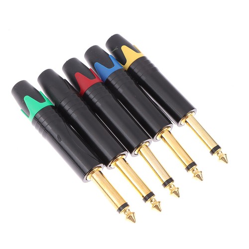 6.35 Mm Gold-plated Microphone Audio Plug Mute Plug Connector Jack Mono Plug - Afbeelding 10 van 15