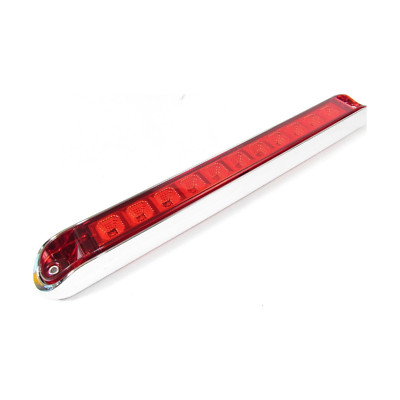 Fortpro 17-6/8'' x 2-1/8'' Red Led Light Bar with 11 LEDs, Red Lens and Chromed Be