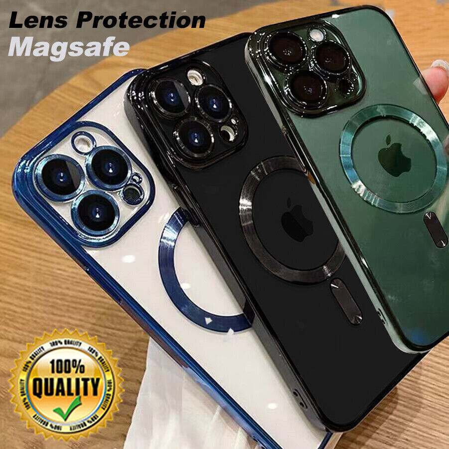For iPhone 16 15 14 13 12 11 Magnetic MagSafe Clear Crystal Case Soft Cover