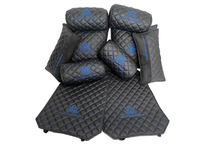 BLACK WITH BLUE DIAMOND JDM VIP CAR INTERIOR Seat Back and Neck