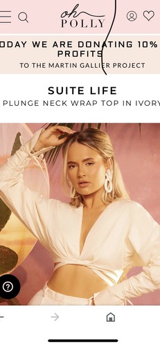 Oh Polly Plunge Neck Wrap Top Ivory Size 4 BNWT