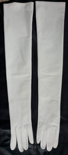 23" Long Size 8.5 KID Leather Gloves WHITE - FORMAL EVENT WEDDING DEBUTANTE GALA