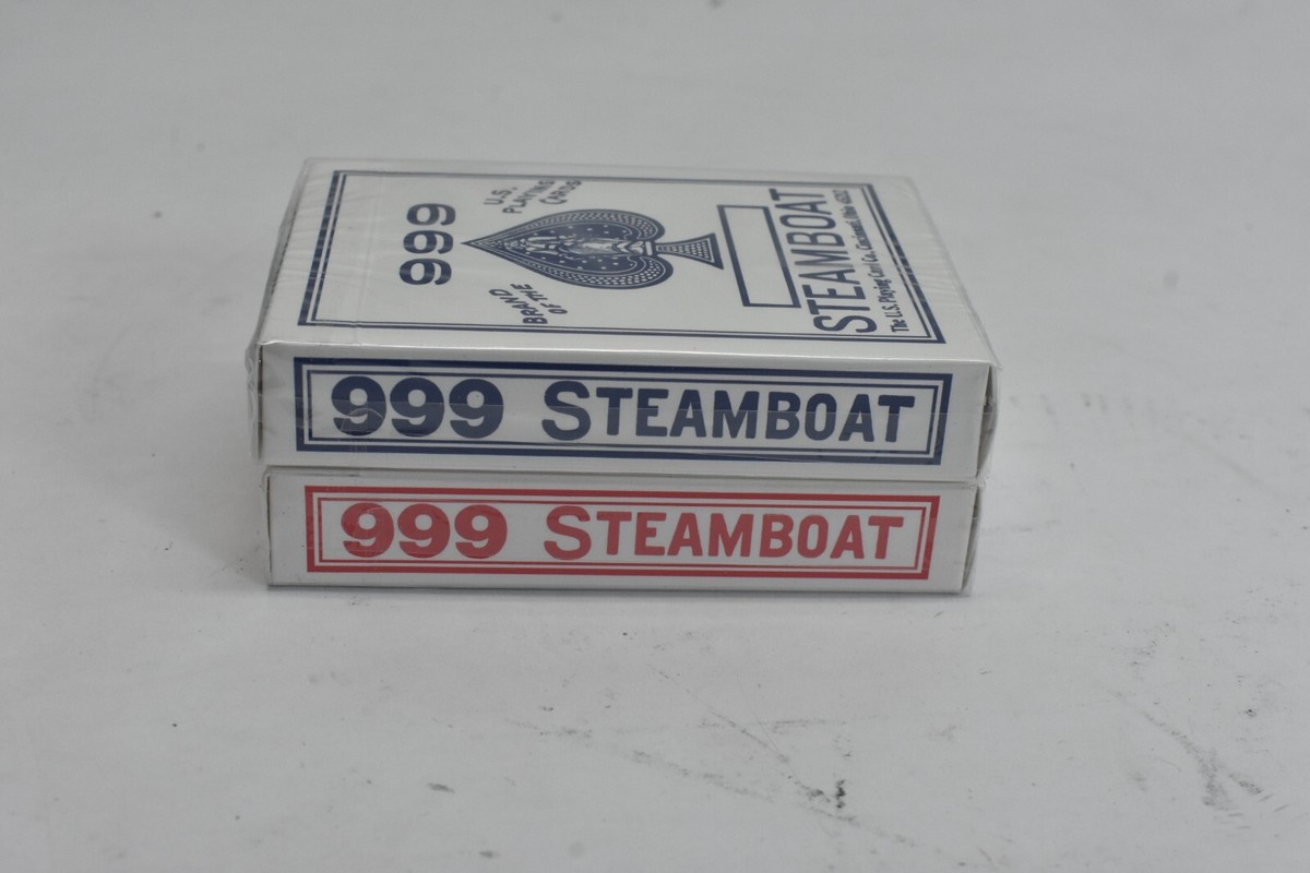 Steamboat 999 Gilded 2 Deck USPCC Playing Card Deck Red & Blue