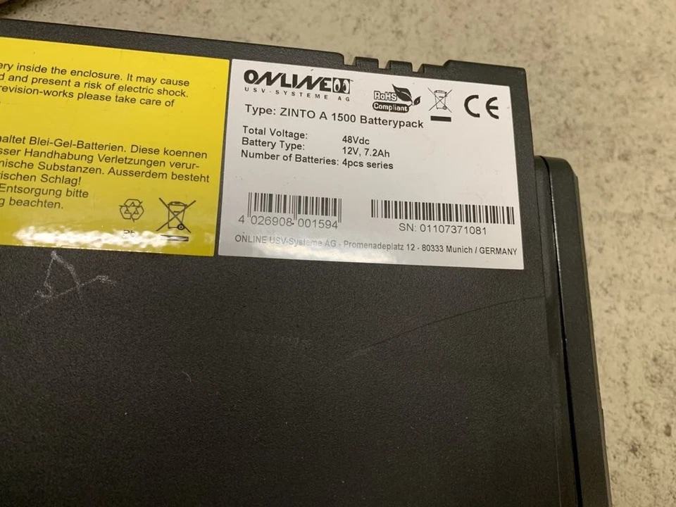 Online USV ZINTO A 1500 | 48 Vdc | 12V 7,2 Ah | 4 Batterien - Bild 4 von 4