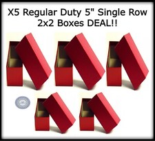 Lot Of 5 2x2 Red Coin Boxes 5 Inch For 2x2 Cardboard Holders Flips Storage US