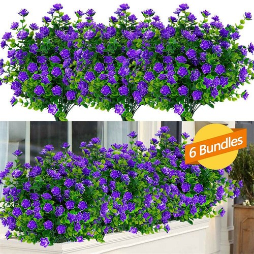 6X Fake Flowers Artificial Plants In/Outdoor For Garden Porch Window Box Plants - Picture 6 of 20