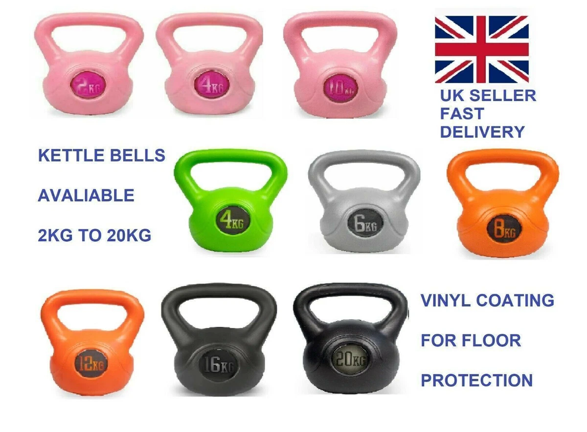 4 12kg Vinyl Kettlebells Exercise Fitness Weight set Full body