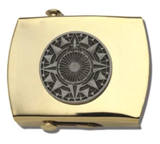 Nautical Compass Rose Brass Buckle, Military Style, 1-1/4" wide