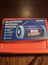 Bud Light Party Tailgate Bazooka Bluetooth Speaker FM Radio Aux Input USB NIB