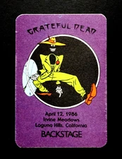 Grateful Dead Backstage Pass Irvine Meadows CA 4/12/86 4/12/1986 Shakedown St.